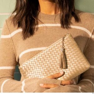 Virginia Wolf Woven Gold Clutch
